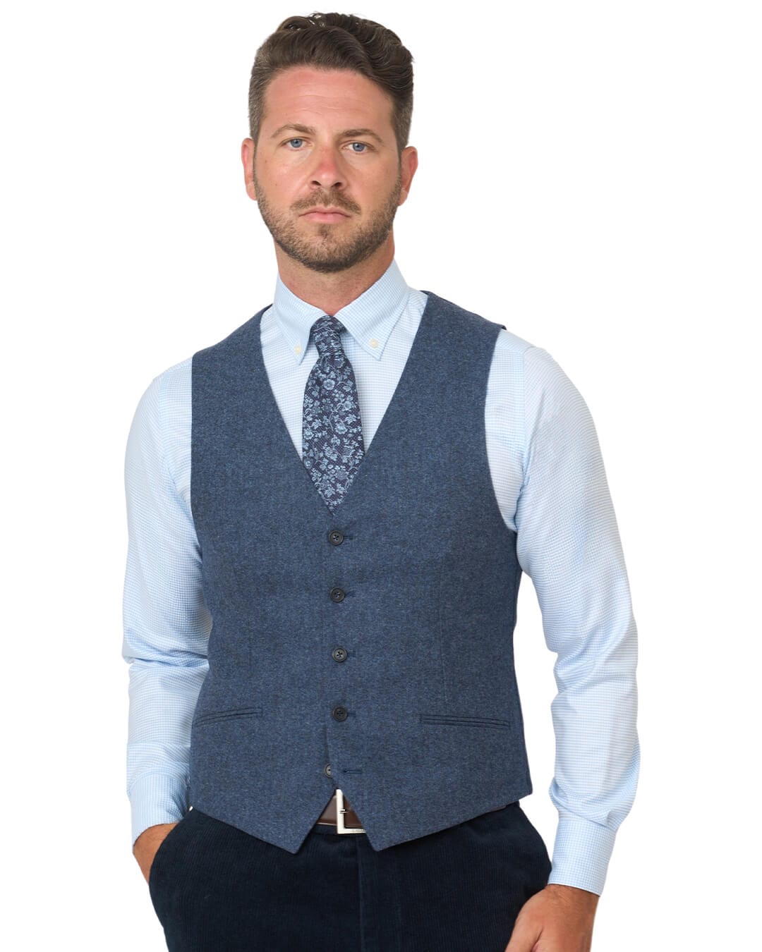 Gagliardi Waistcoats Gagliardi Blue Donegal Wool Blend Waistcoat