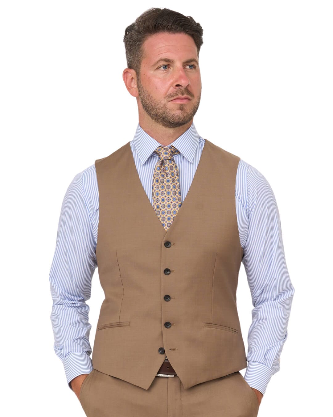 Gagliardi Waistcoats Gagliardi Camel Gabardine Super 110s Waistcoat