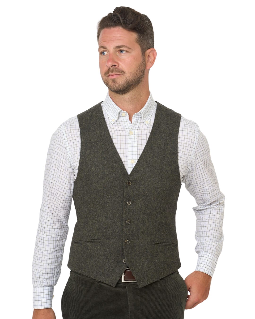 Gagliardi Waistcoats Gagliardi Green Donegal Wool Blend Waistcoat