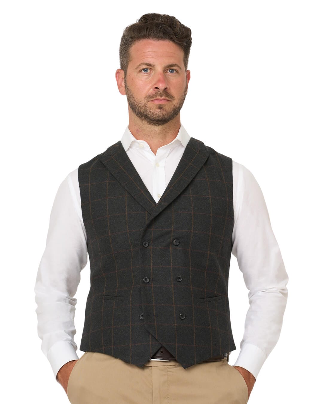 Gagliardi Waistcoats Gagliardi Green Windowpane Check Italian Flannel Waistcoat