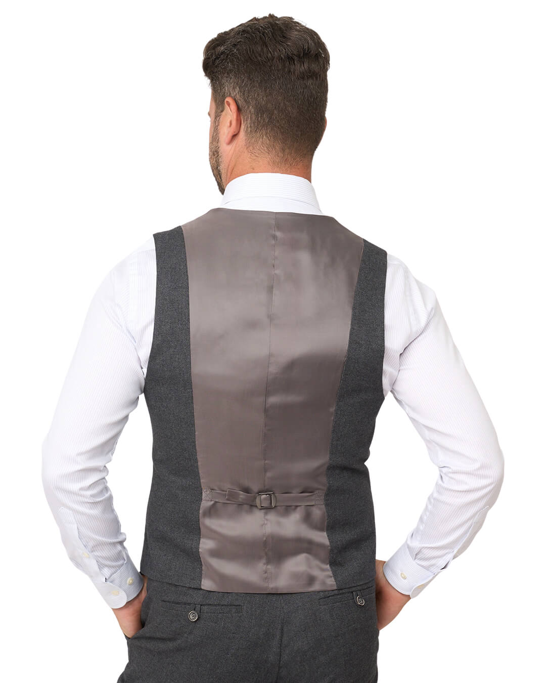 Gagliardi Waistcoats Gagliardi Grey Barleycorn Weave Stretch Cotton Waistcoat