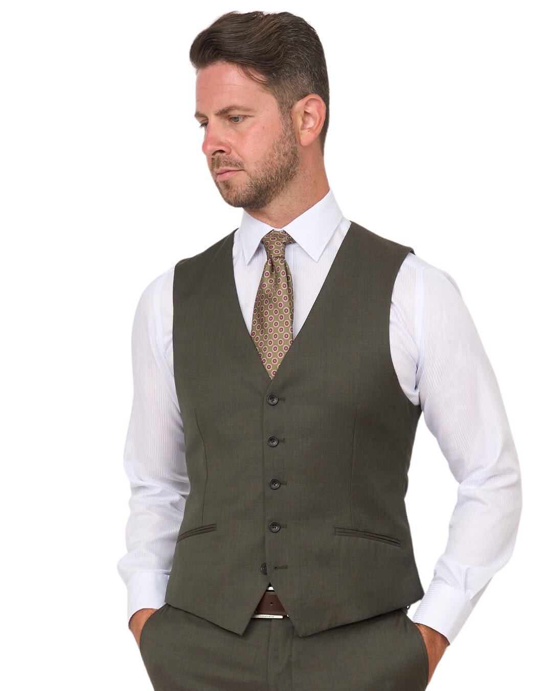 Gagliardi Waistcoats Gagliardi Olive Gabardine Super 110s Waistcoat