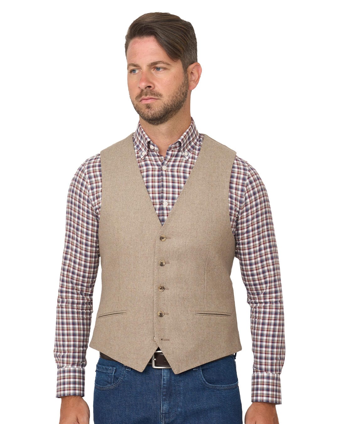 Gagliardi Waistcoats Gagliardi Stone Italian Melange Flannel Waistcoat