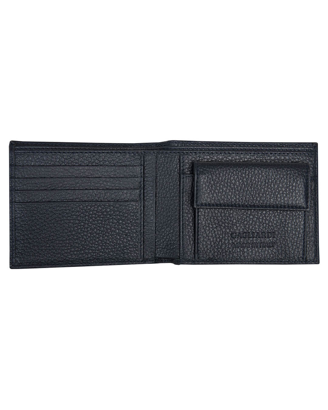 Gagliardi Wallets One Size Gagliardi Wallet Navy Leather With Coin Pocket