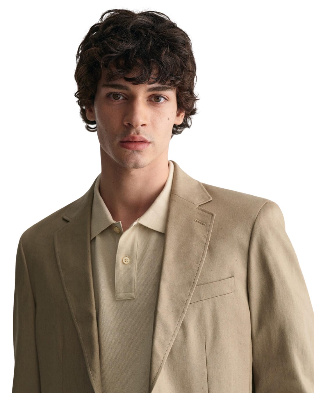 Gant Blazers Gant Beige Slim Cotton Linen Suit Blazer