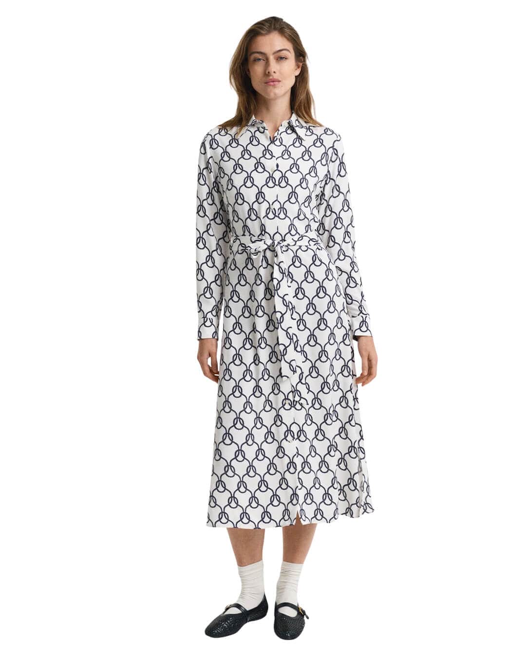 Gant Dresses SLIM ROPE PRINT SHIRT DRESS G130 CREAM Cream