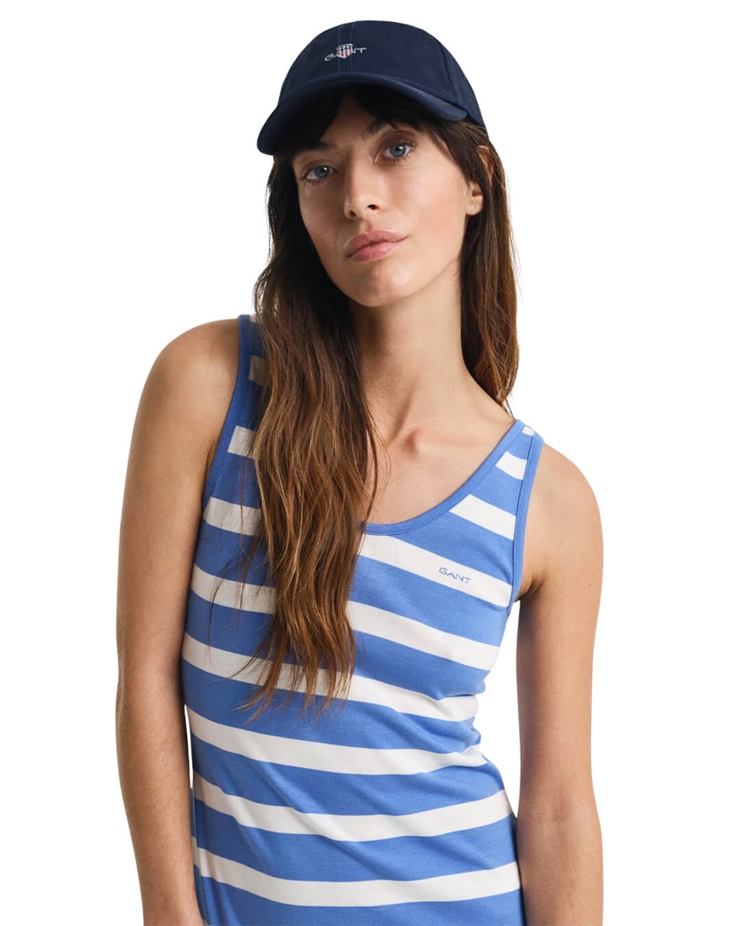 Gant Dresses STRIPED TANK TOP JERSEY MIDI DRESS G419 PERFECT BLUE Blue