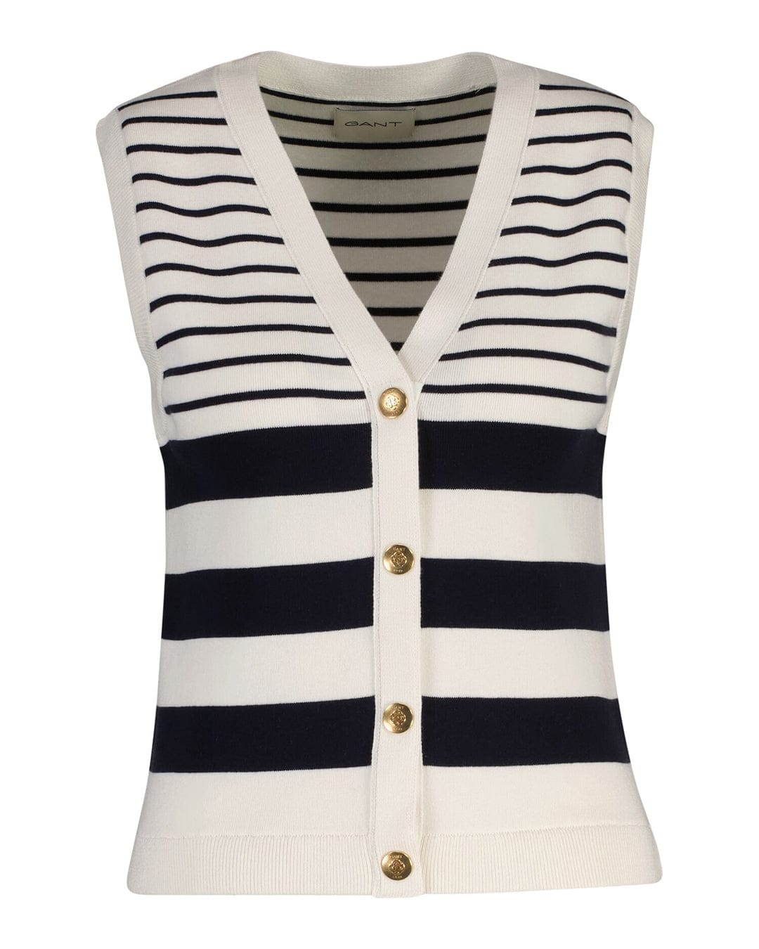 Gant Gilets Gant Navy Striped Knit  Gilet