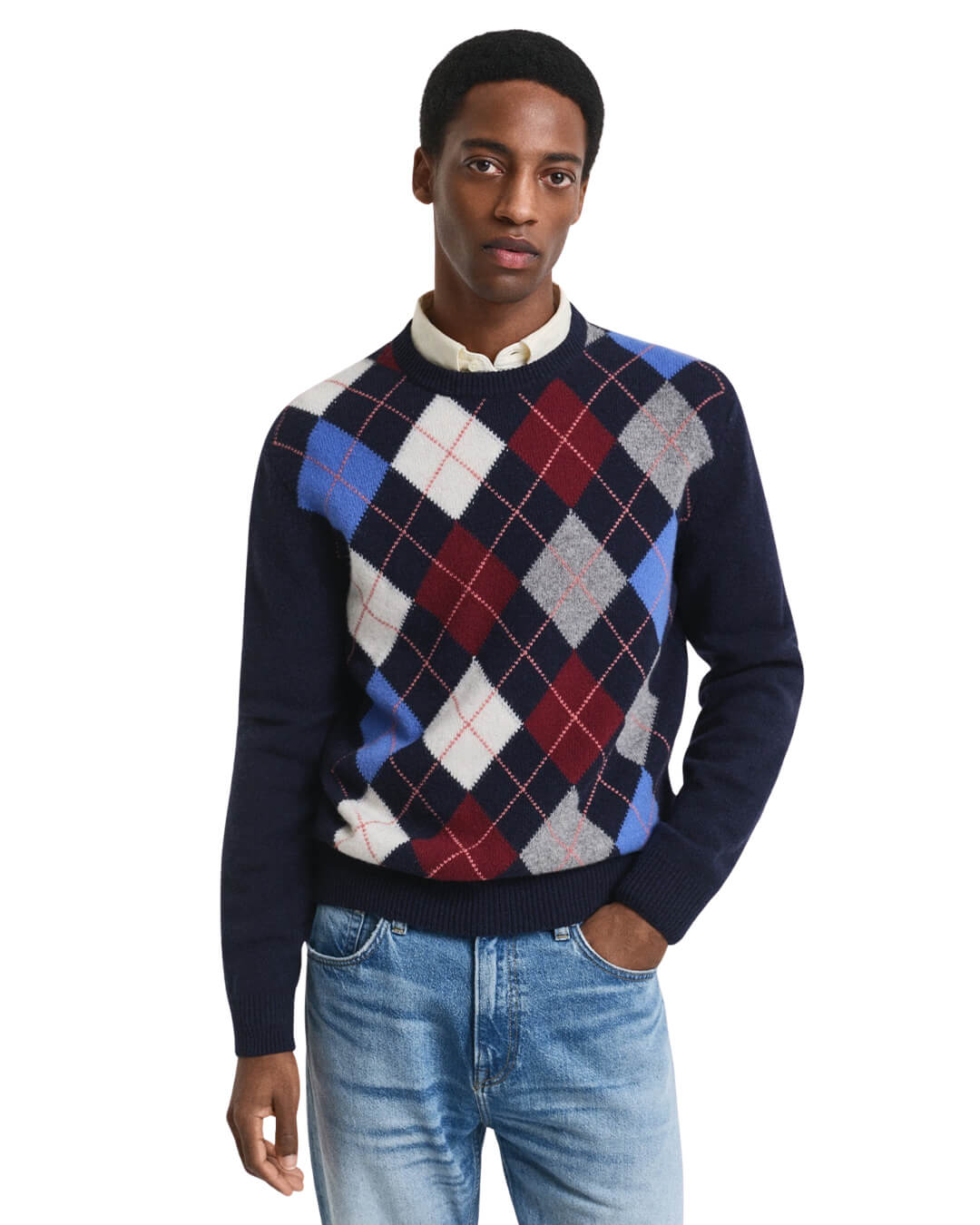Gant Jumpers Gant ARGYLE C-NECK G480 DARK NAVY MELANGE