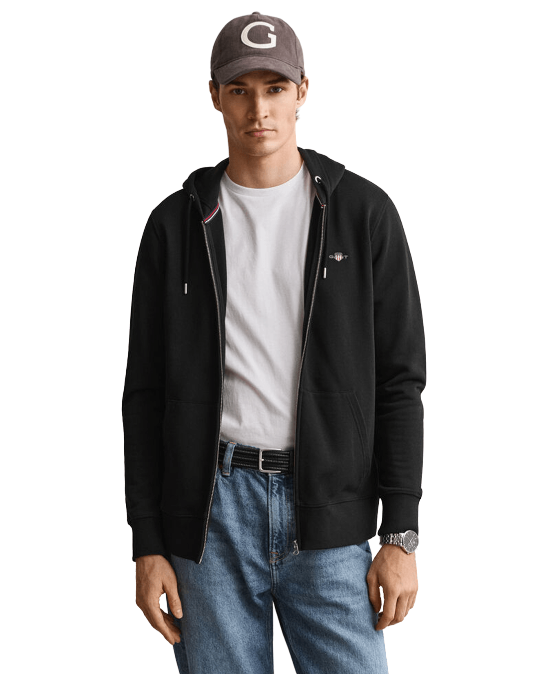 Gant Jumpers Gant Black Gant Reg Shield Full Zip Hoodie G005 Black