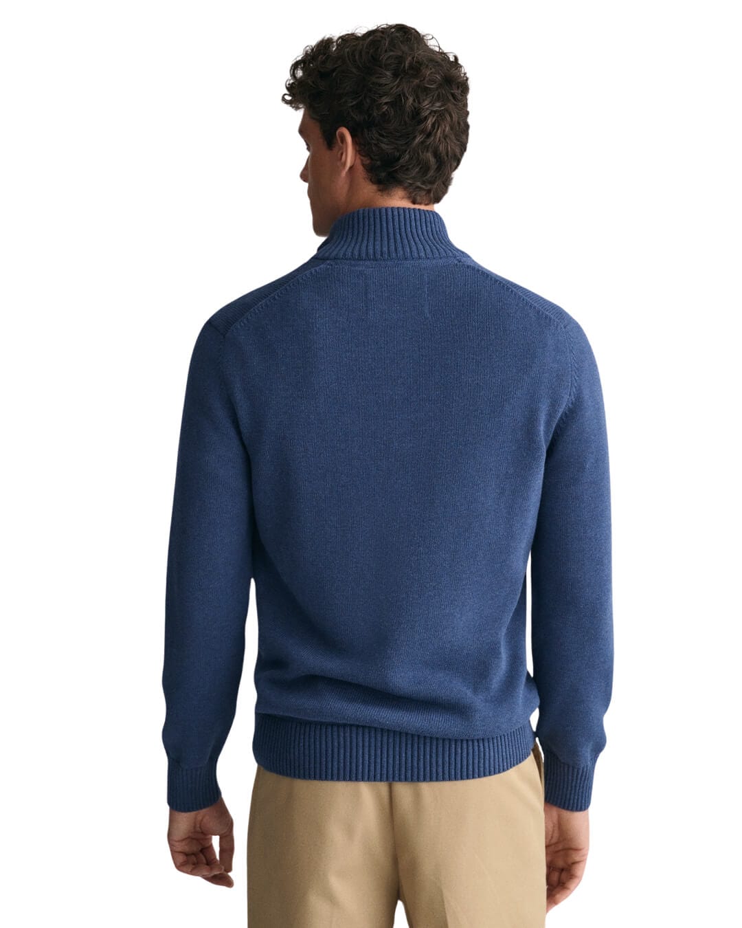 Gant Jumpers Gant Blue Casual Cotton Half-Zip Sweater