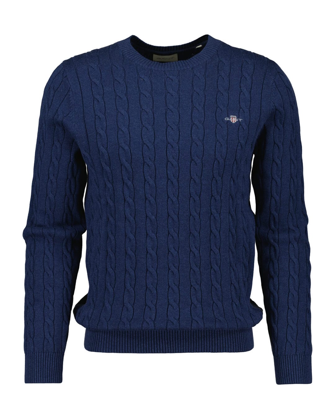 Gant Blue Cotton Cable Knit Crew Neck Sweater Bortex Bortex