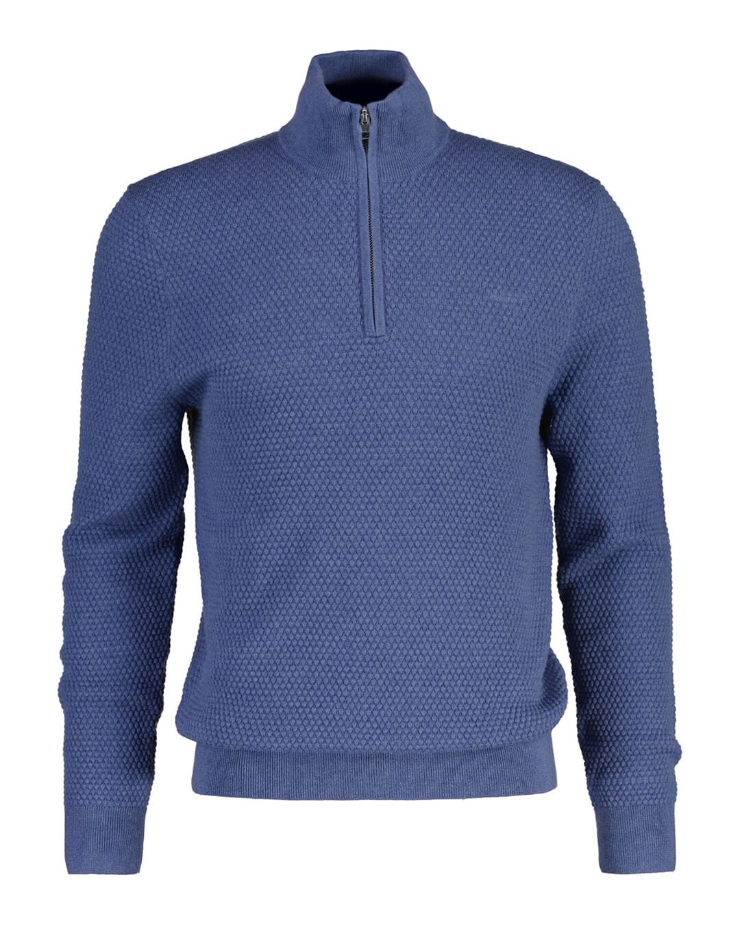 Gant Jumpers Gant Blue Cotton Merino Half Zip G906 Denim Melange
