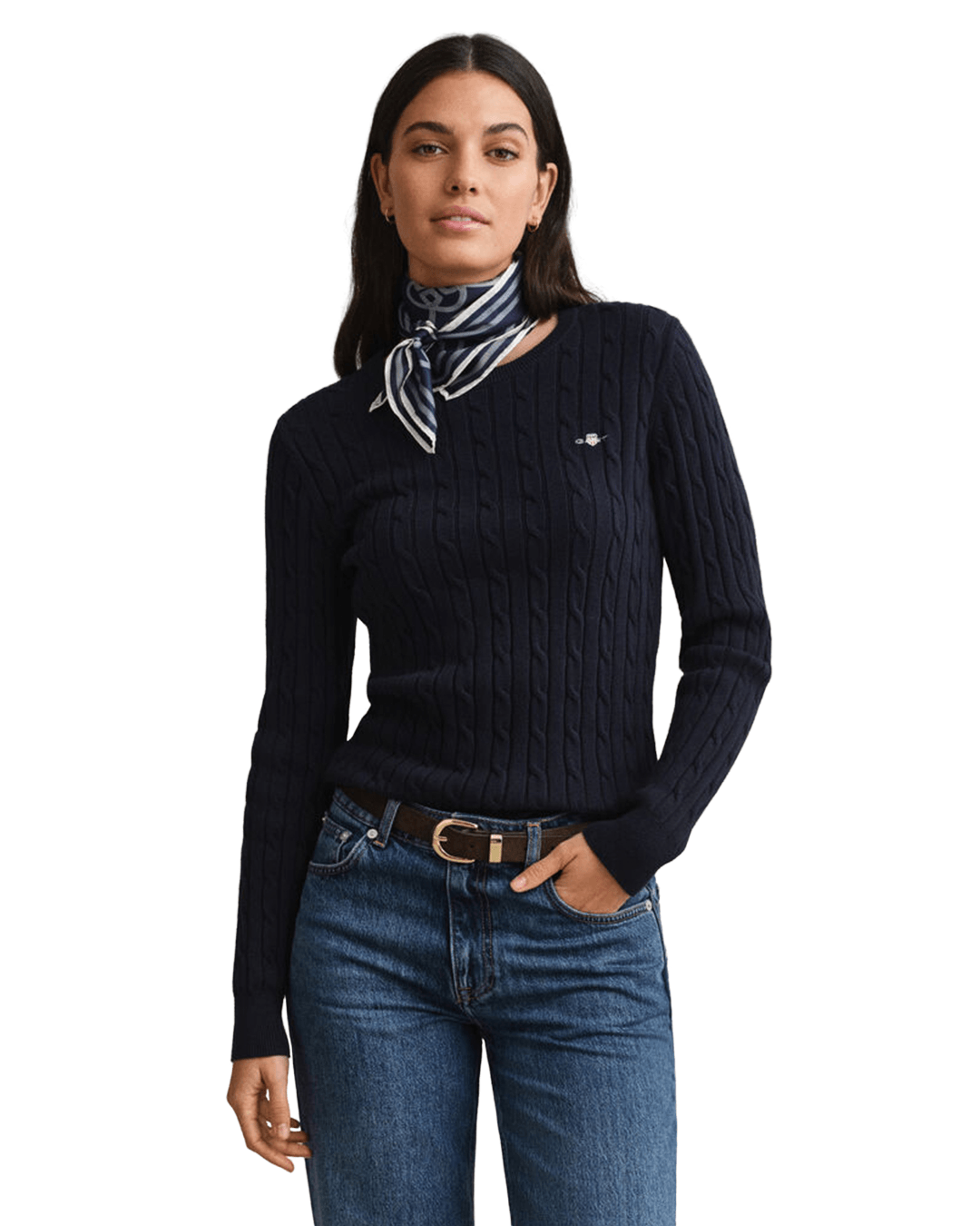 Gant Jumpers 3XL Gant Blue Gant Classic Cable Knit Sweater G433 Evening Blue