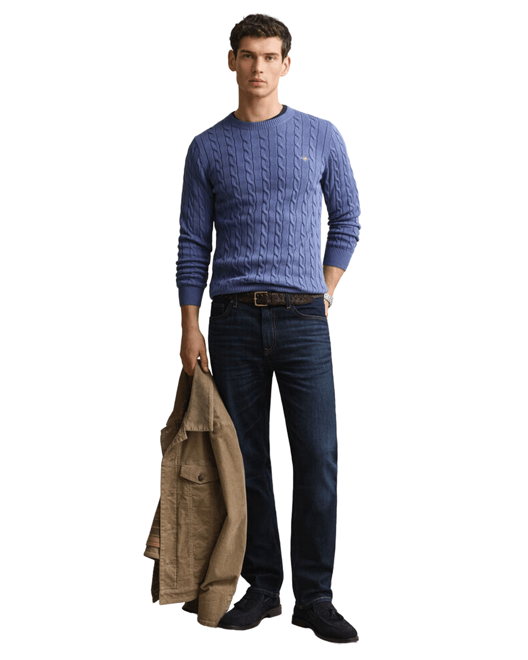 Gant Jumpers Gant Blue Gant Classic Cable Knit Sweater G476 Blue Horizon
