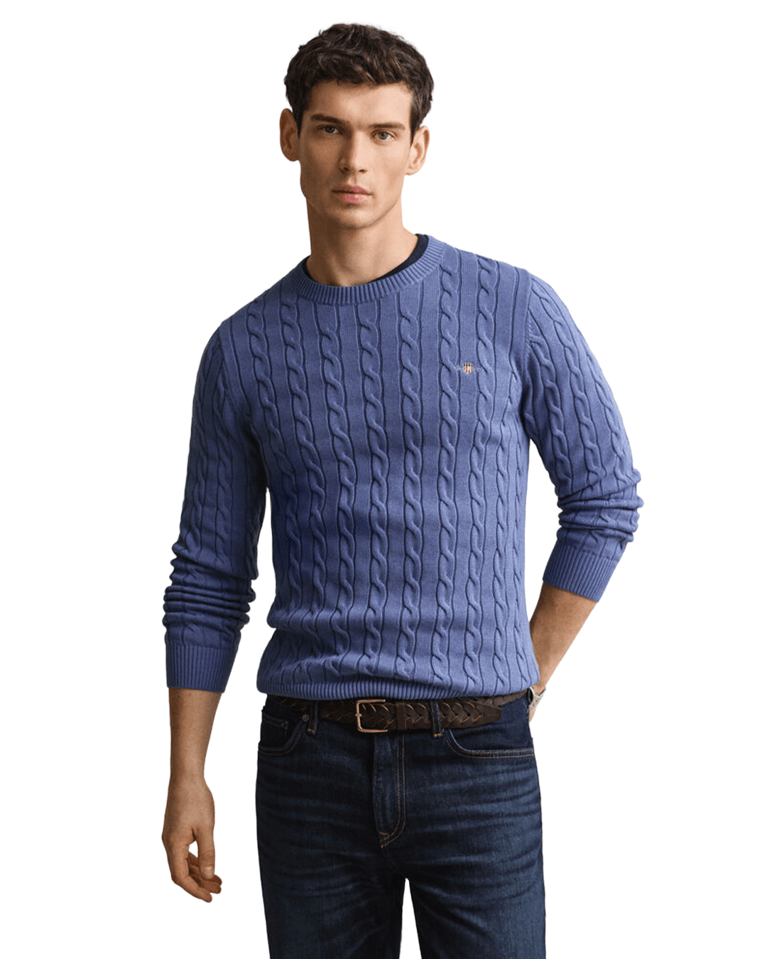 Gant Jumpers Gant Blue Gant Classic Cable Knit Sweater G476 Blue Horizon