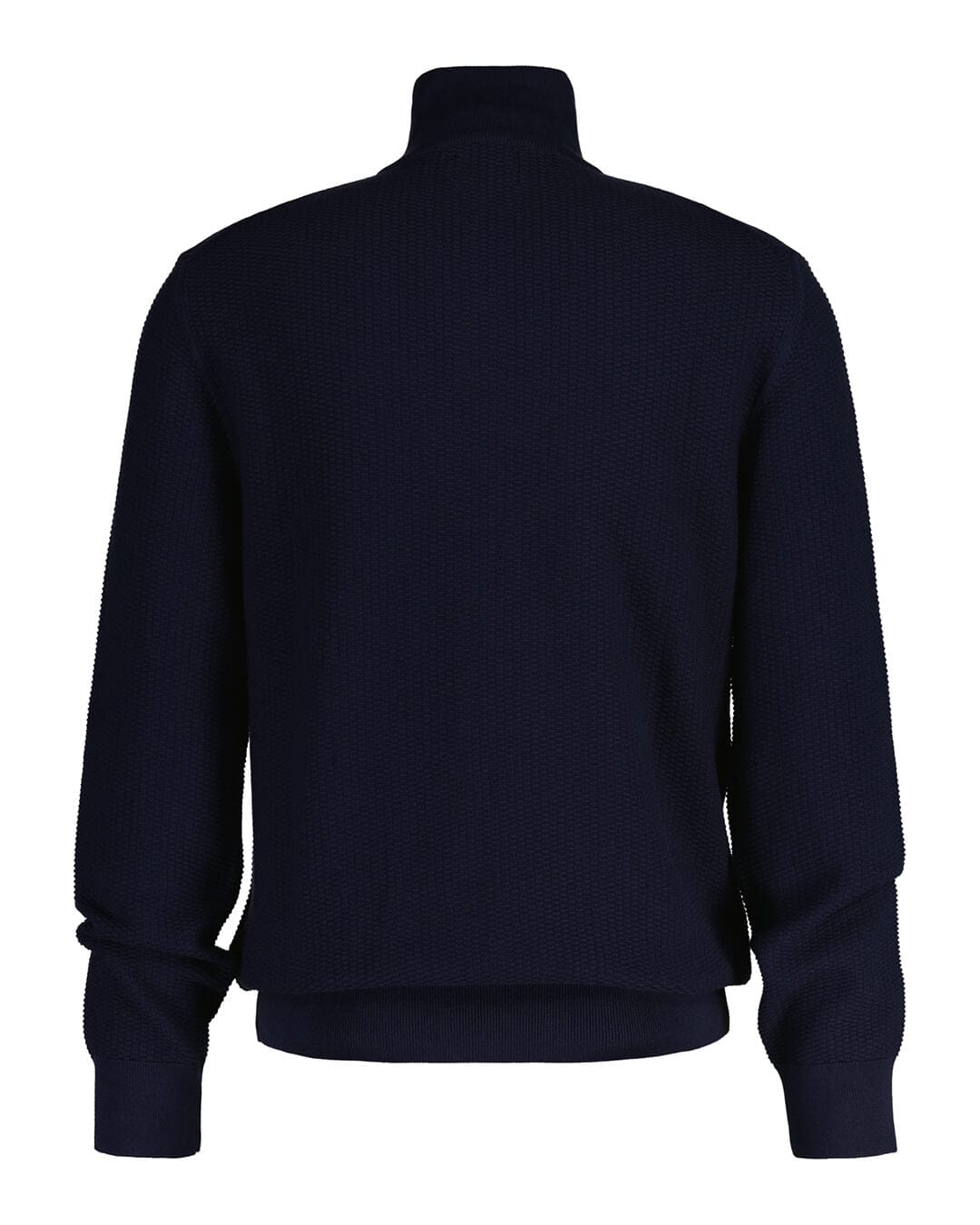 Gant Jumpers Gant Blue Micro Textured Cotton Half-Zip Sweater