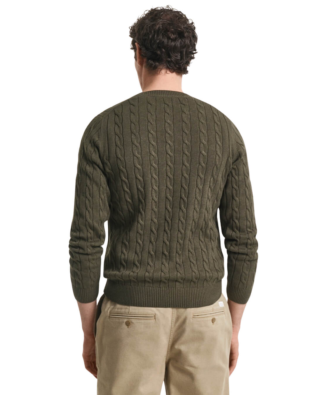 Gant Jumpers Gant COTTON CABLE C-NECK G384 KHAKI GREEN MEL