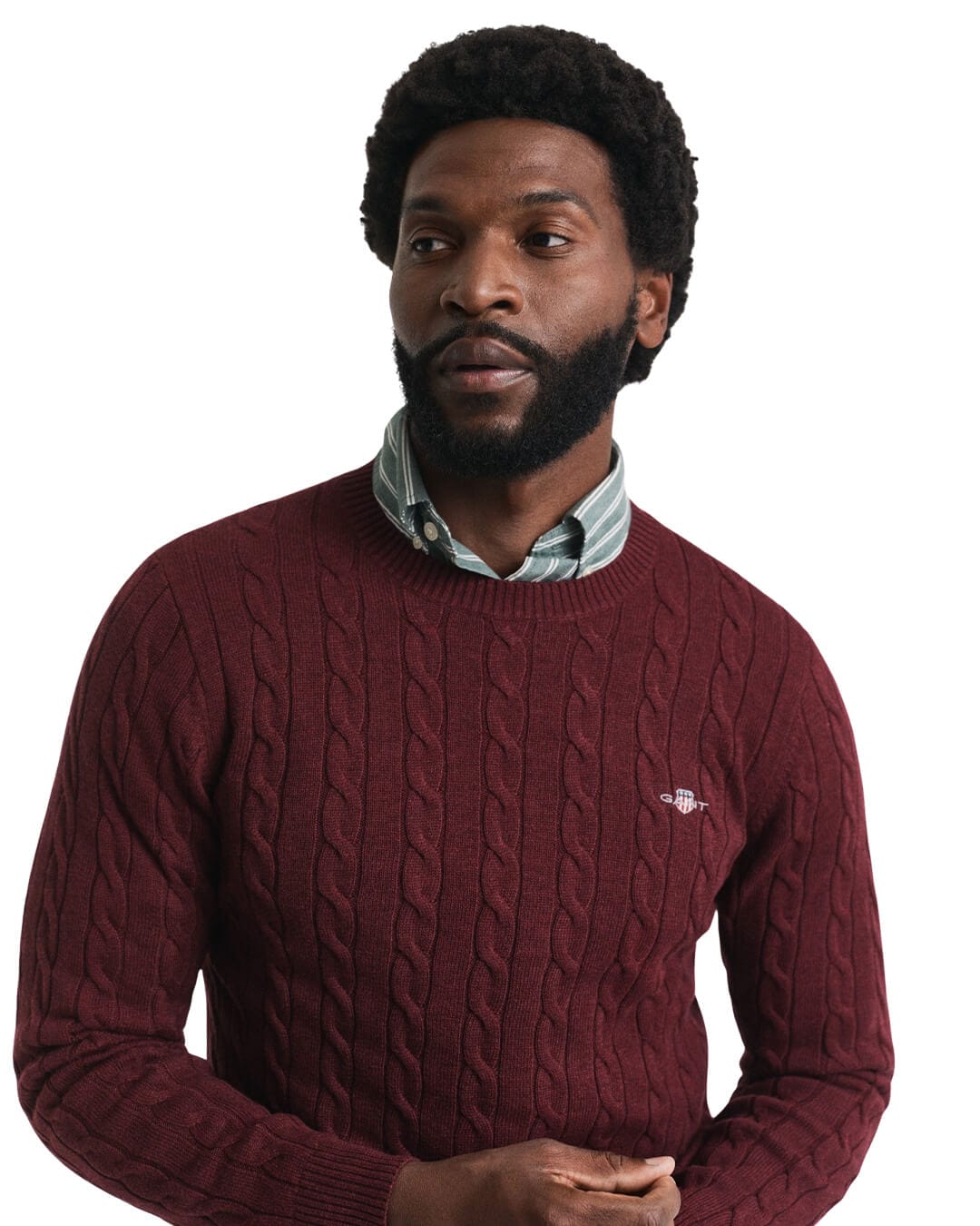 Gant Jumpers Gant COTTON CABLE C-NECK G677 BORDEAUX MELANGE