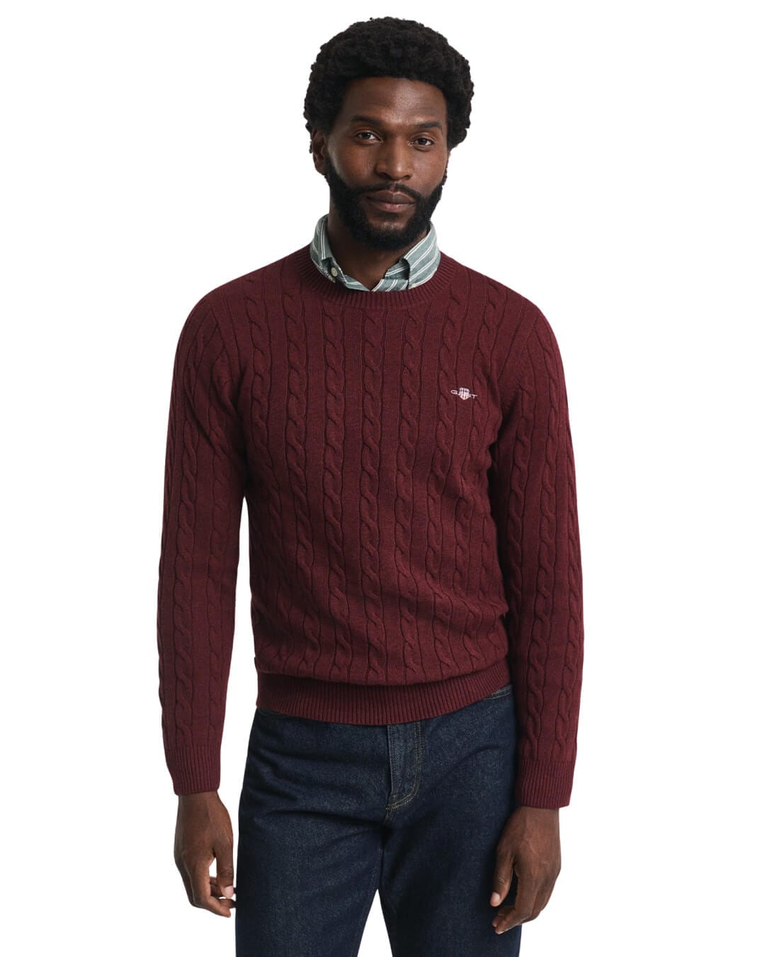 Gant Jumpers Gant COTTON CABLE C-NECK G677 BORDEAUX MELANGE