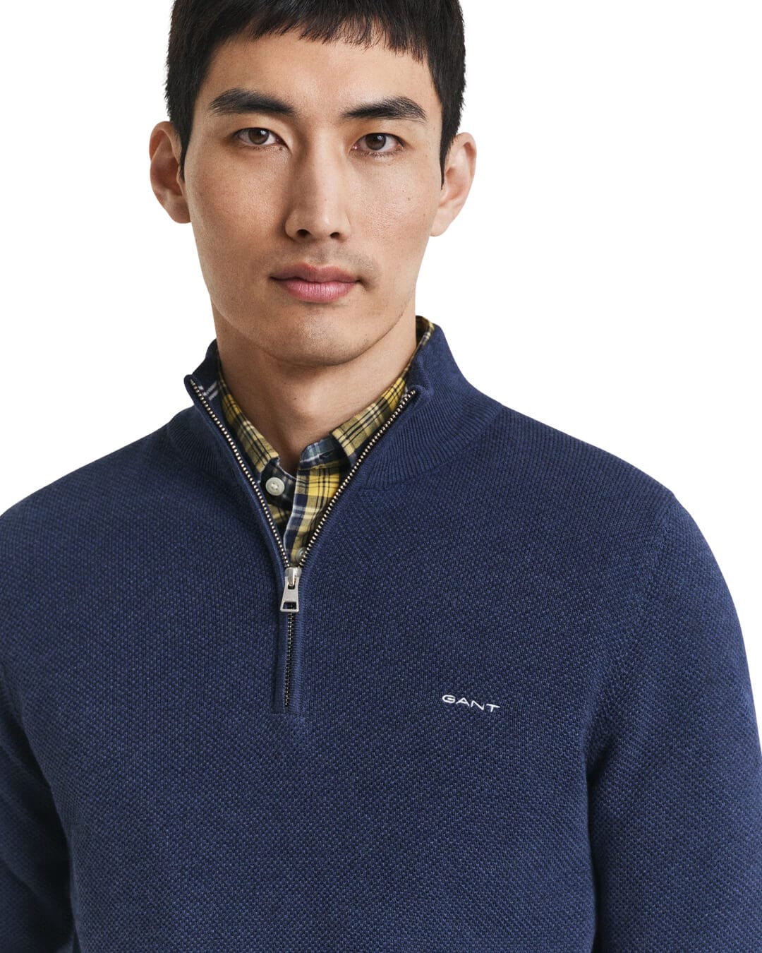 Gant Jumpers Gant COTTON PIQUE HALF ZIP G487 MARINE MELANGE