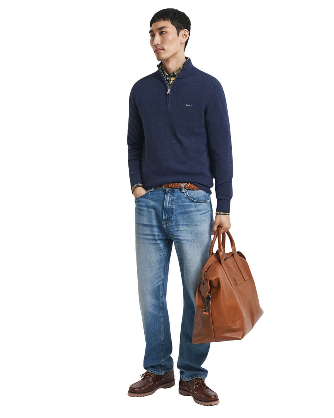 Gant Jumpers Gant COTTON PIQUE HALF ZIP G487 MARINE MELANGE