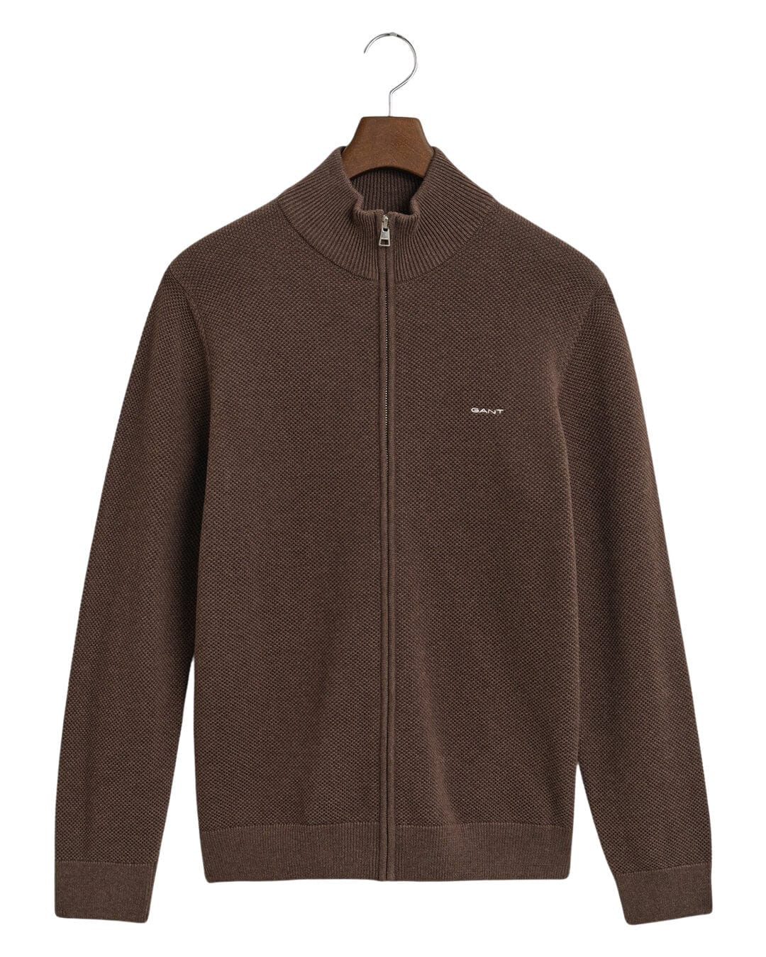 Gant Jumpers Gant COTTON PIQUE ZIP CARDIGAN G281 BROWN MELANGE