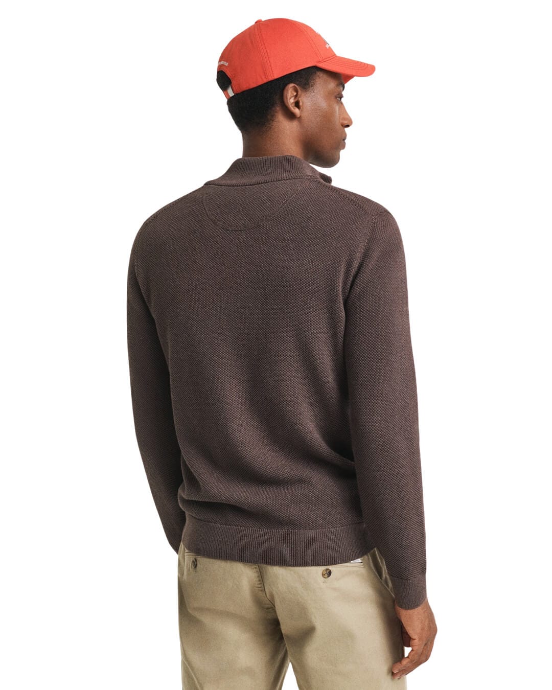 Gant Jumpers Gant COTTON PIQUE ZIP CARDIGAN G281 BROWN MELANGE