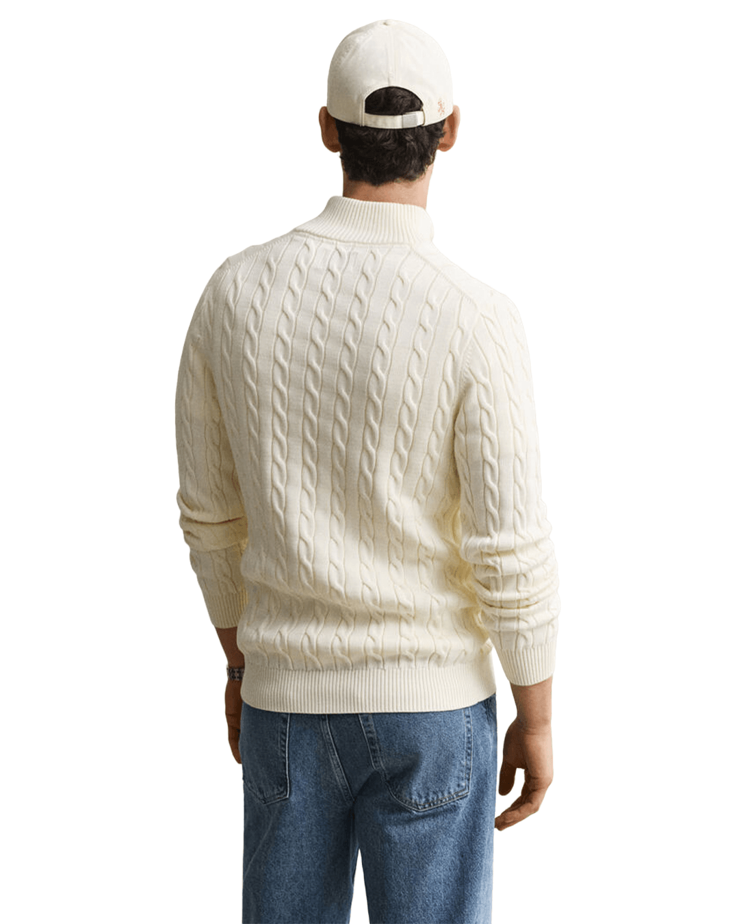 Gant Jumpers Gant Cream Gant Cable Knit Halfzip Sweater G130 Cream