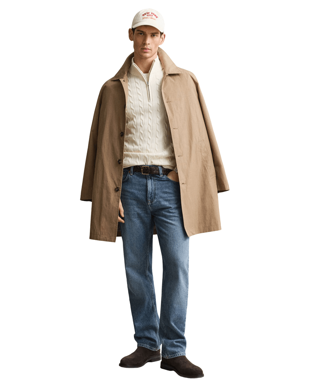 Gant Jumpers Gant Cream Gant Cable Knit Halfzip Sweater G130 Cream
