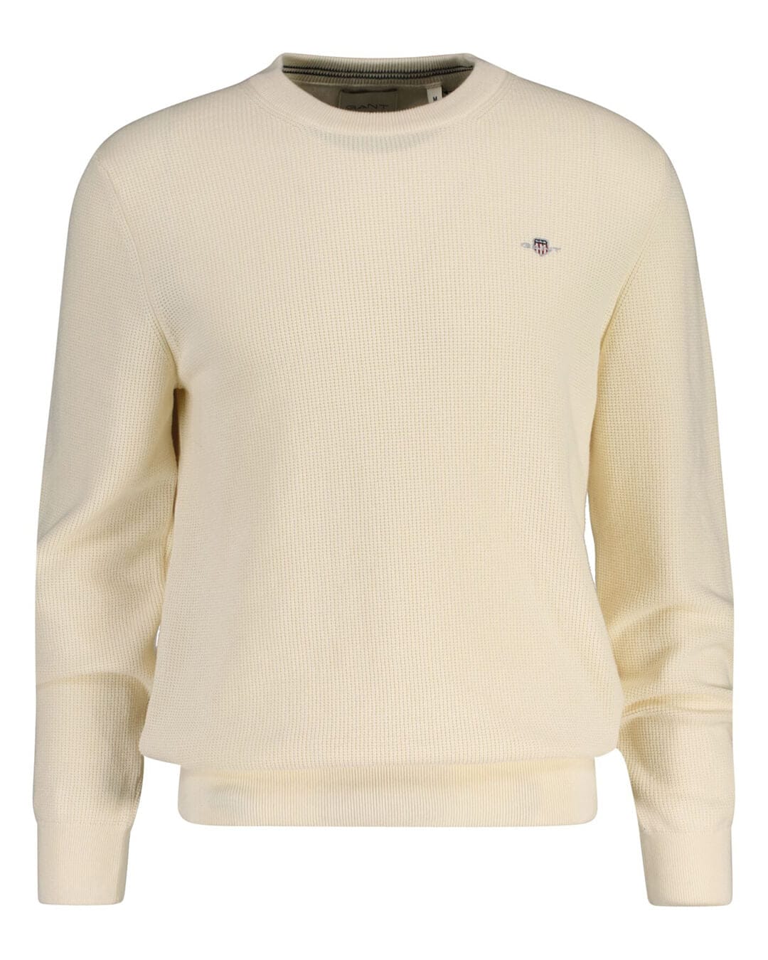 Gant Jumpers Gant  Cream  Micro Textured Cotton Jumper