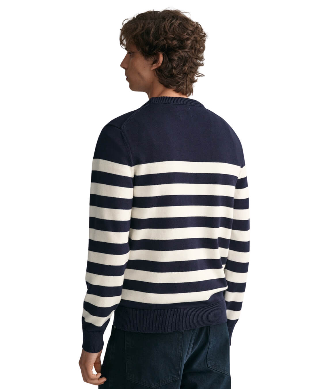 Gant Jumpers Gant Evening Blue Breton Striped Crew Neck Sweater