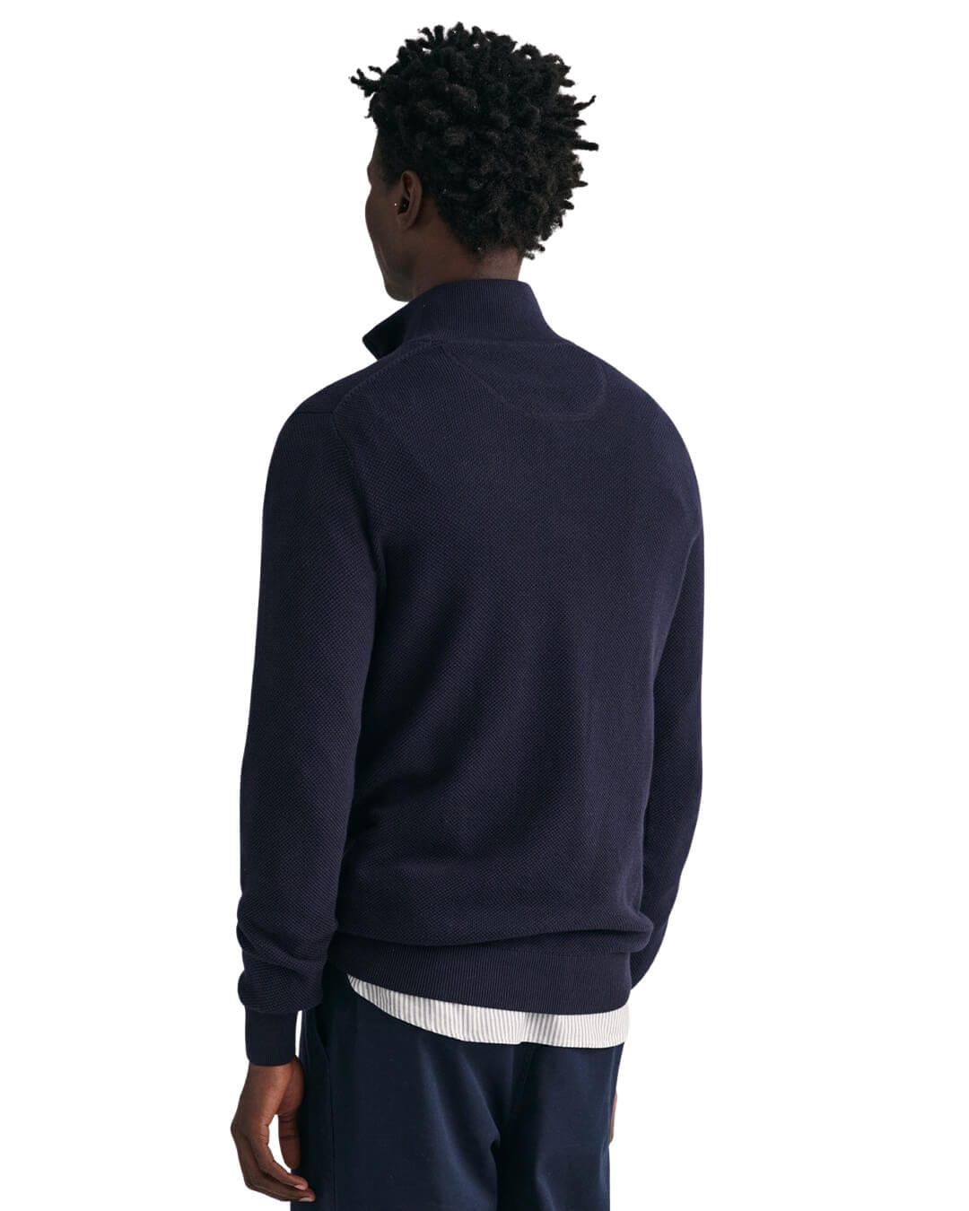 Gant Jumpers Gant Evening Blue Cotton Piqué Half-Zip Sweater