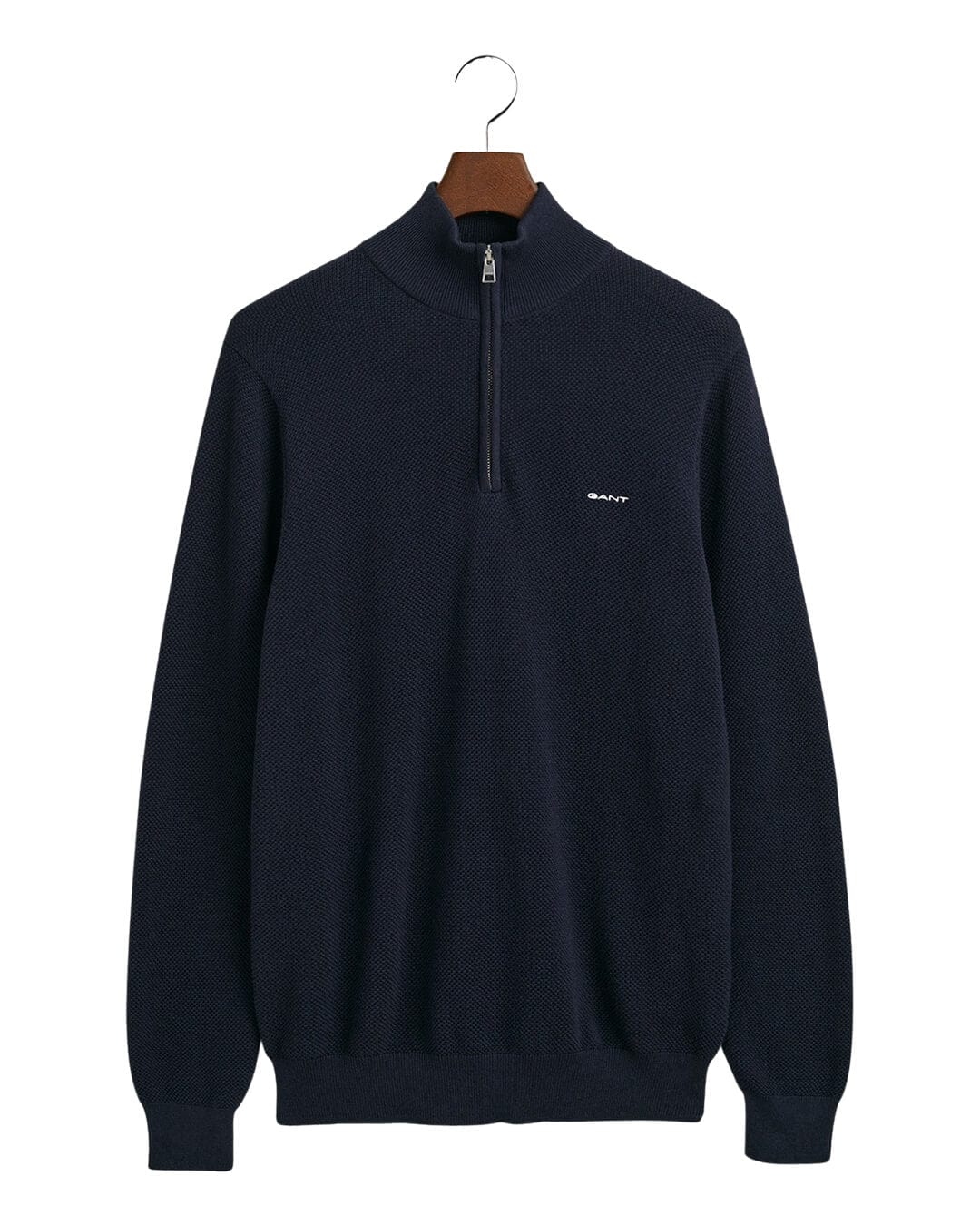 Gant Jumpers Gant Evening Blue Cotton Piqué Half-Zip Sweater