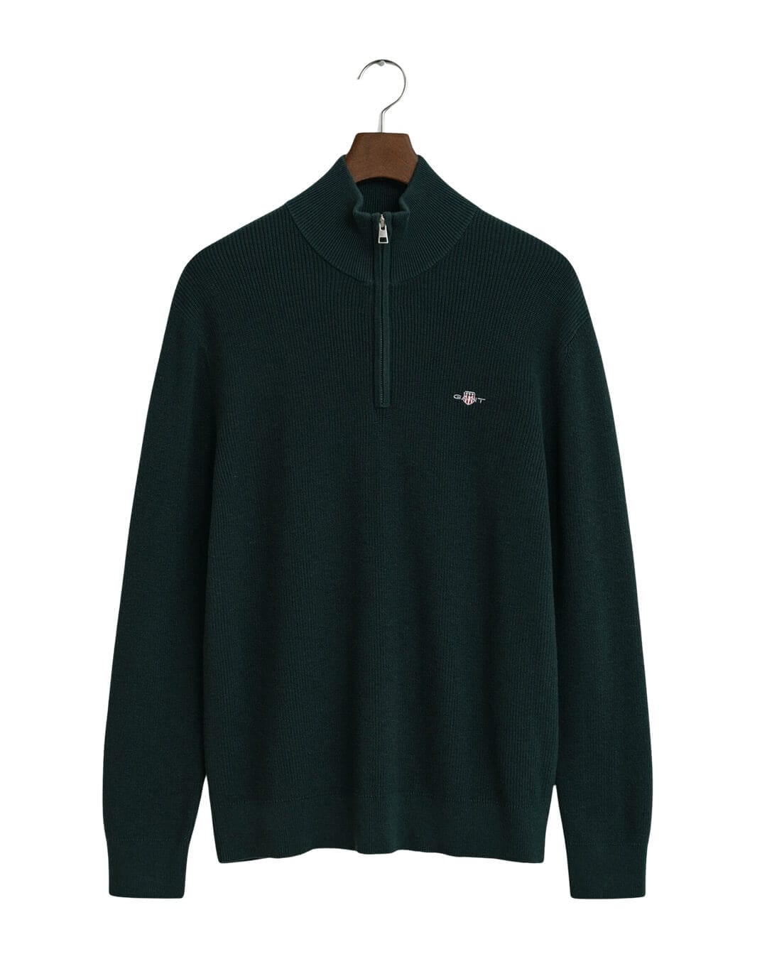 Gant Jumpers Gant Green Cotton Merino Half Zip G374 Tartan