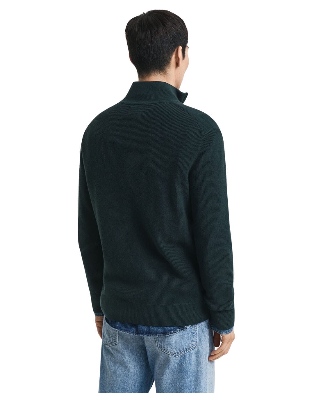 Gant Jumpers Gant Green Cotton Merino Half Zip G374 Tartan