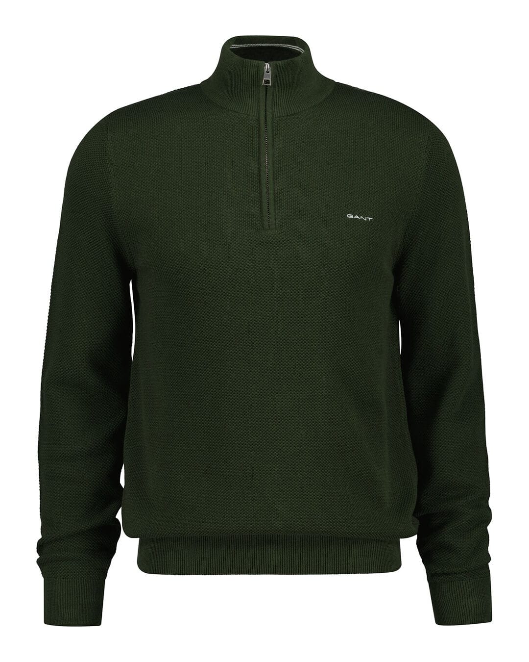Gant Jumpers Gant Green Cotton Pique Half Zip G360 Country