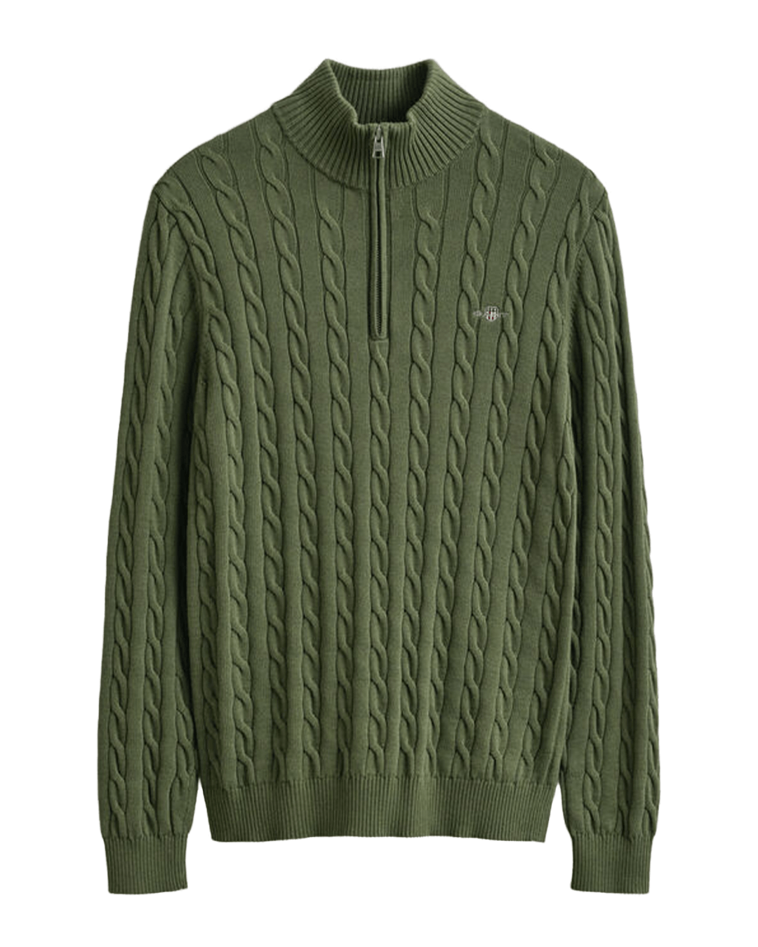 Gant Jumpers Gant Green Gant Cable Knit Halfzip Sweater G374 Tartan Green