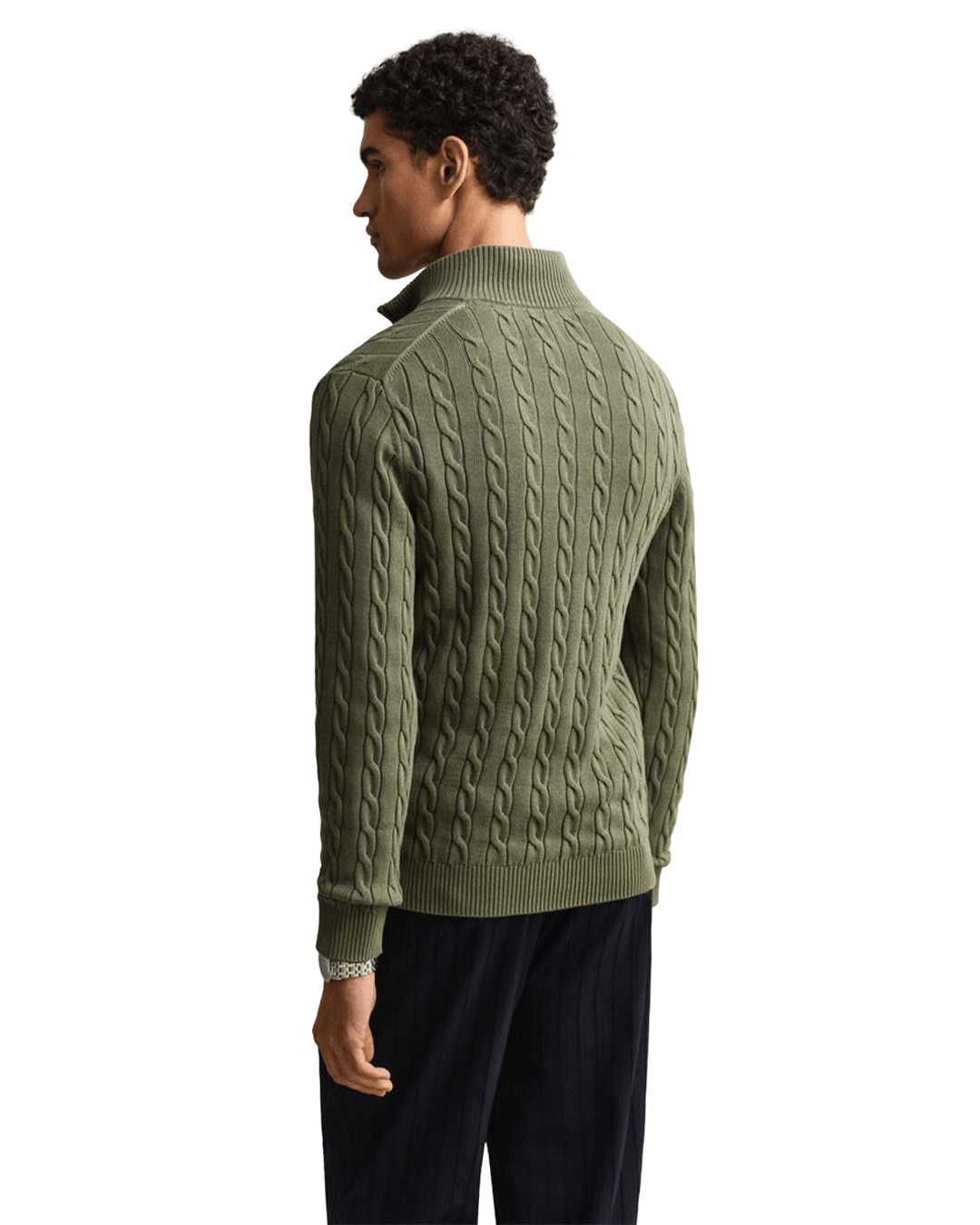 Gant Jumpers Gant Green Gant Cable Knit Halfzip Sweater G374 Tartan Green