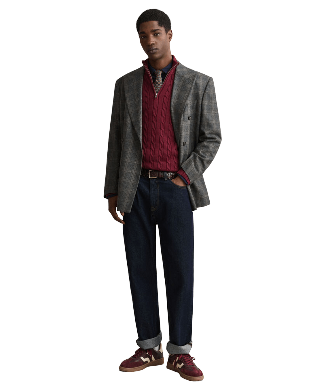 Gant Jumpers Gant Green Gant Herringbone Texture Half Zip G374 Tartan Green