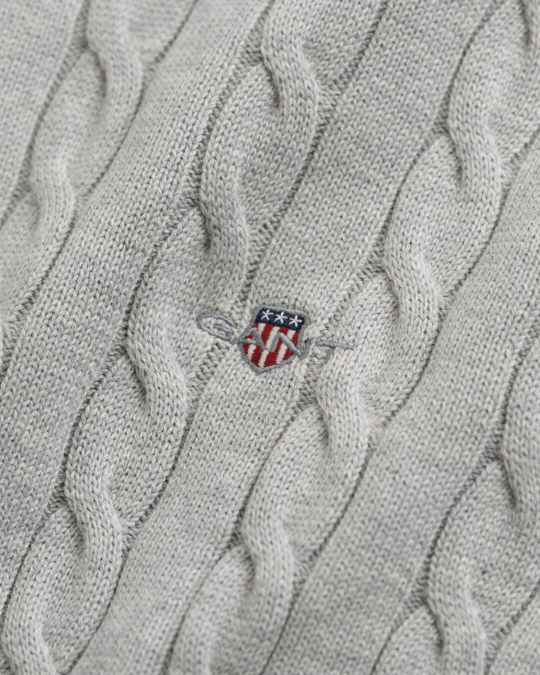 Gant Jumpers Gant Grey Cotton Cable Half Zip G087 Cloud Melange