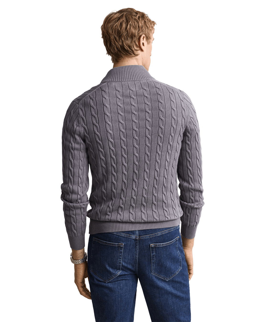 Gant Jumpers Gant Grey Gant Cable Knit Halfzip Sweater G093 Grey Melange