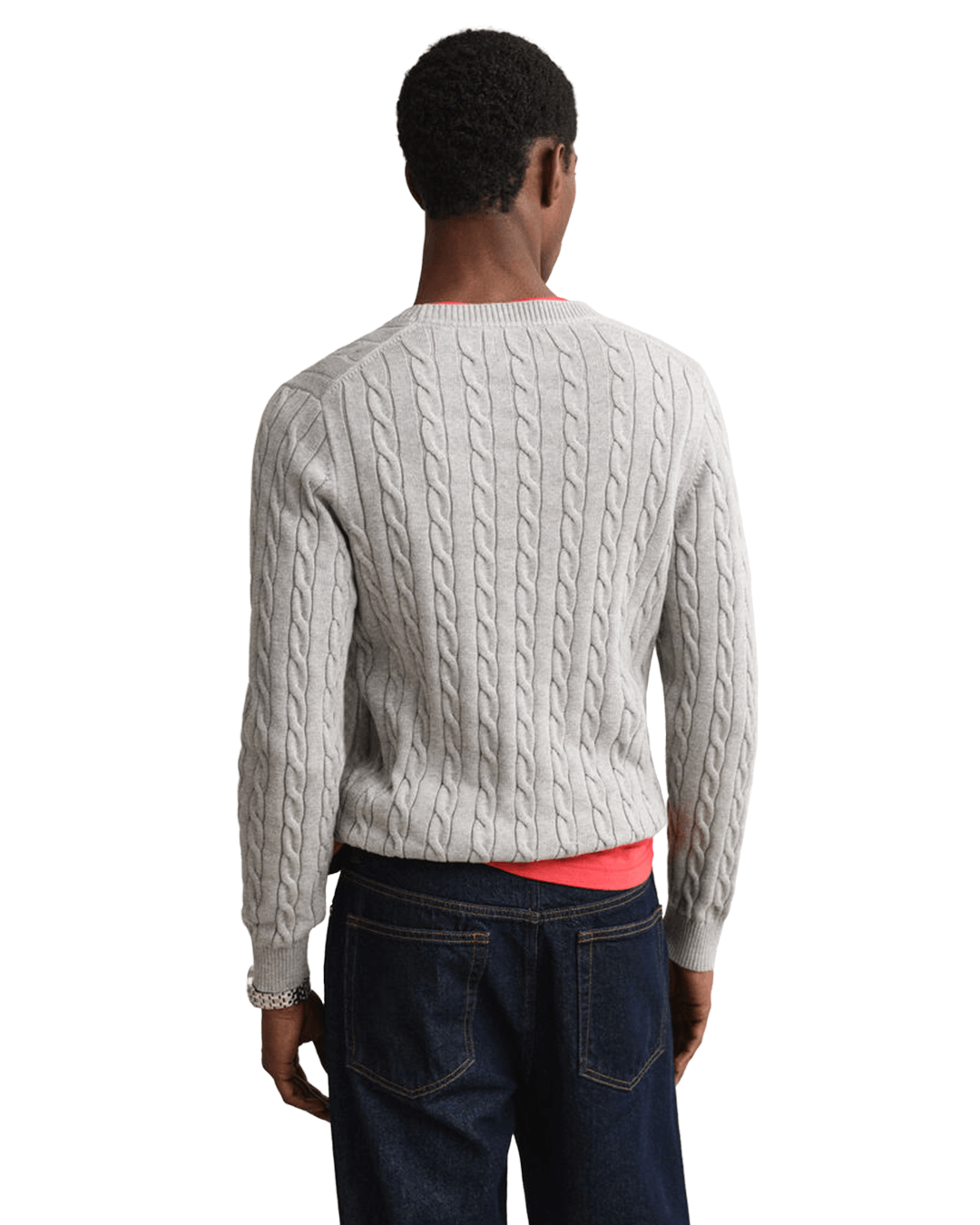 Gant Jumpers Gant Grey Gant Classic Cable Knit Sweater G093 Grey Melange