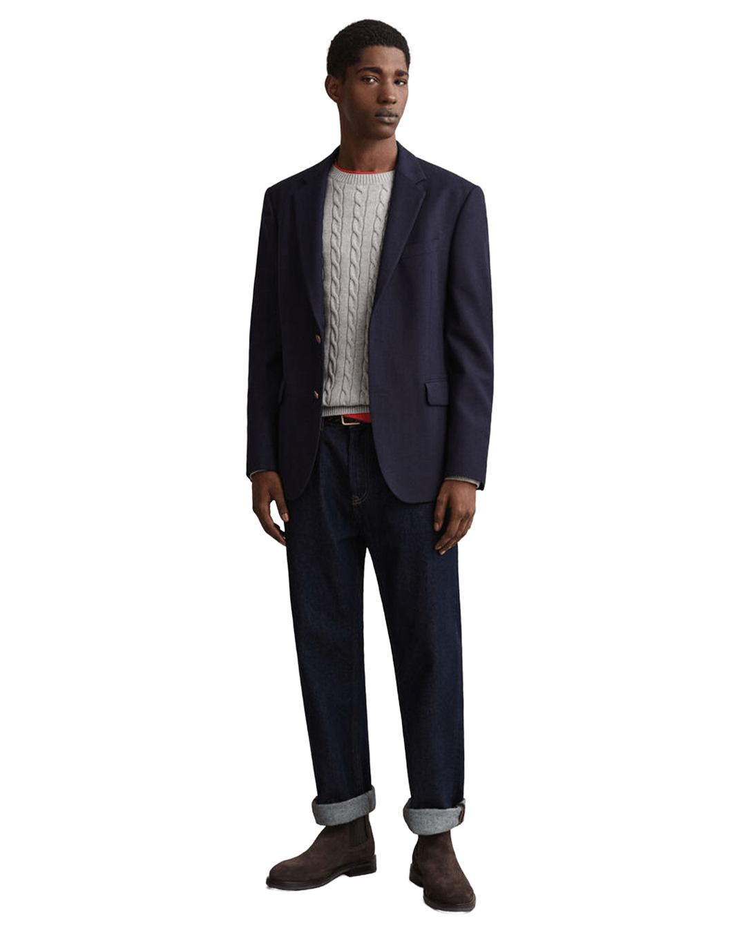 Gant Jumpers Gant Grey Gant Classic Cable Knit Sweater G093 Grey Melange
