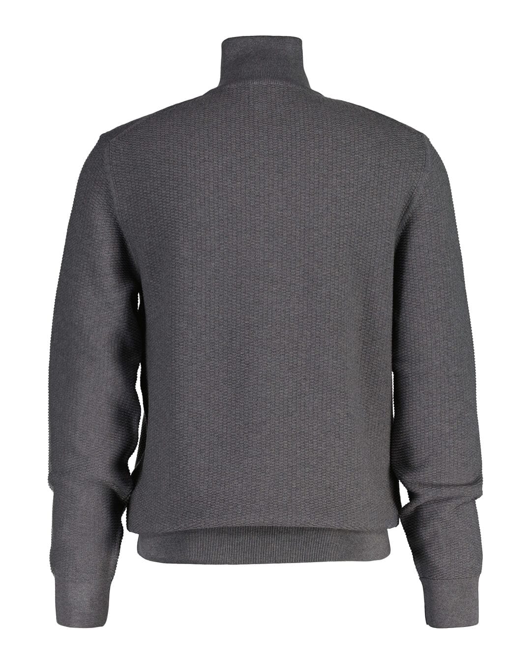 Gant Jumpers Gant Grey Micro Textured Cotton Half-Zip Sweater