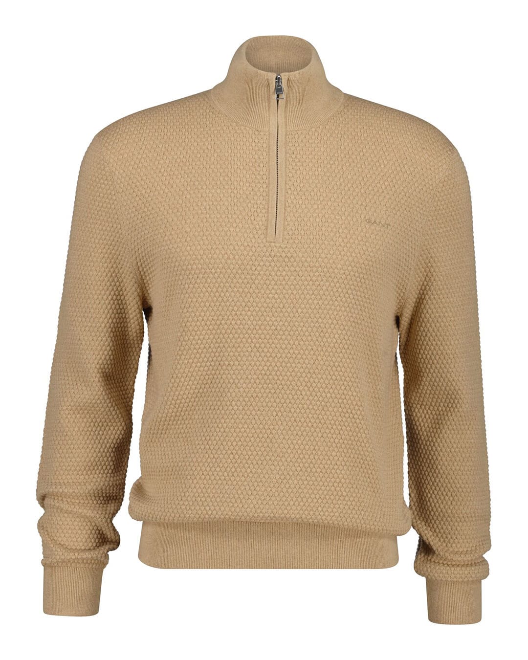 Gant Jumpers Gant Khaki Cotton Merino Half Zip G296 Melange