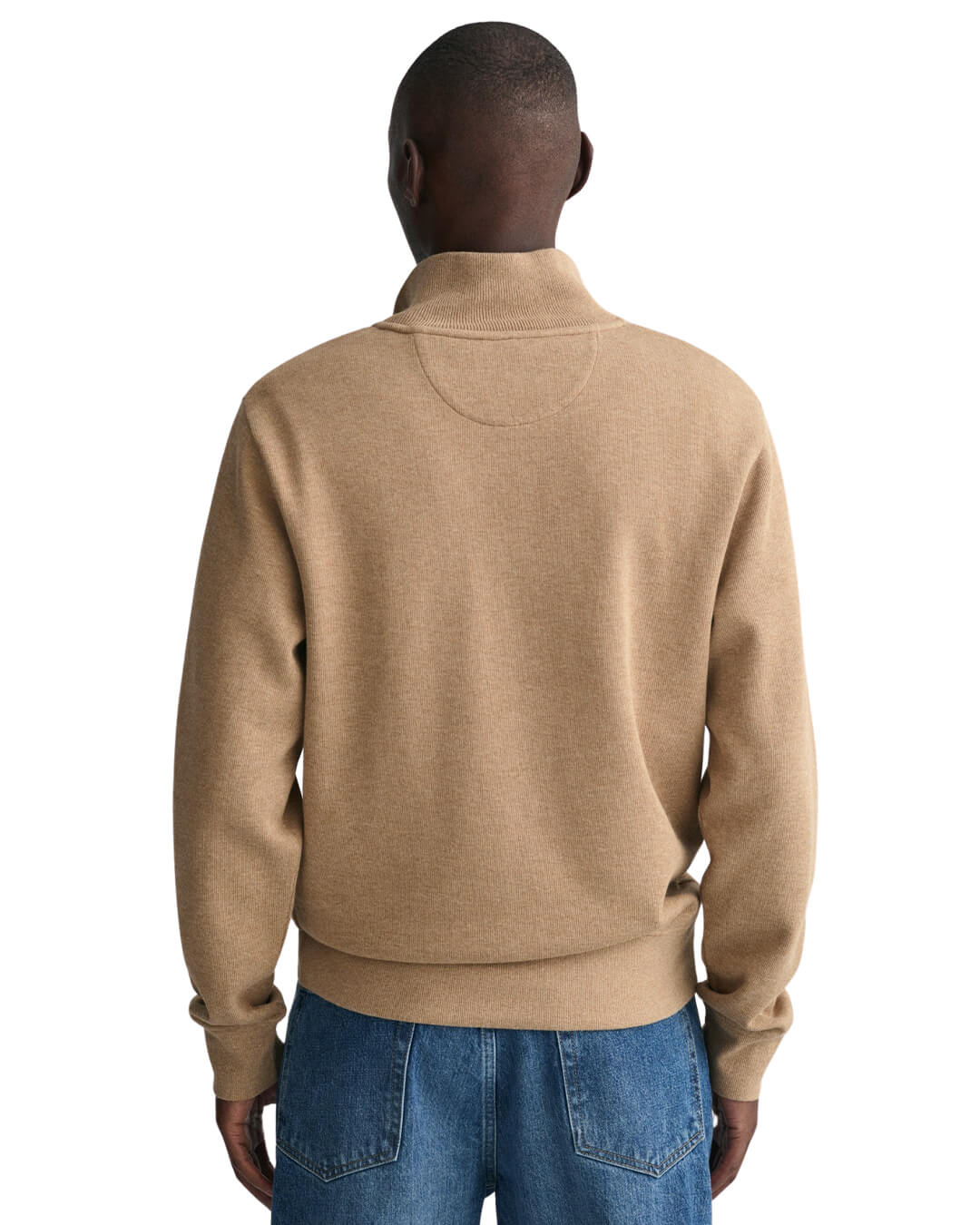 Gant Jumpers Gant Khaki Melange Sacker Rib Half-Zip Sweatshirt