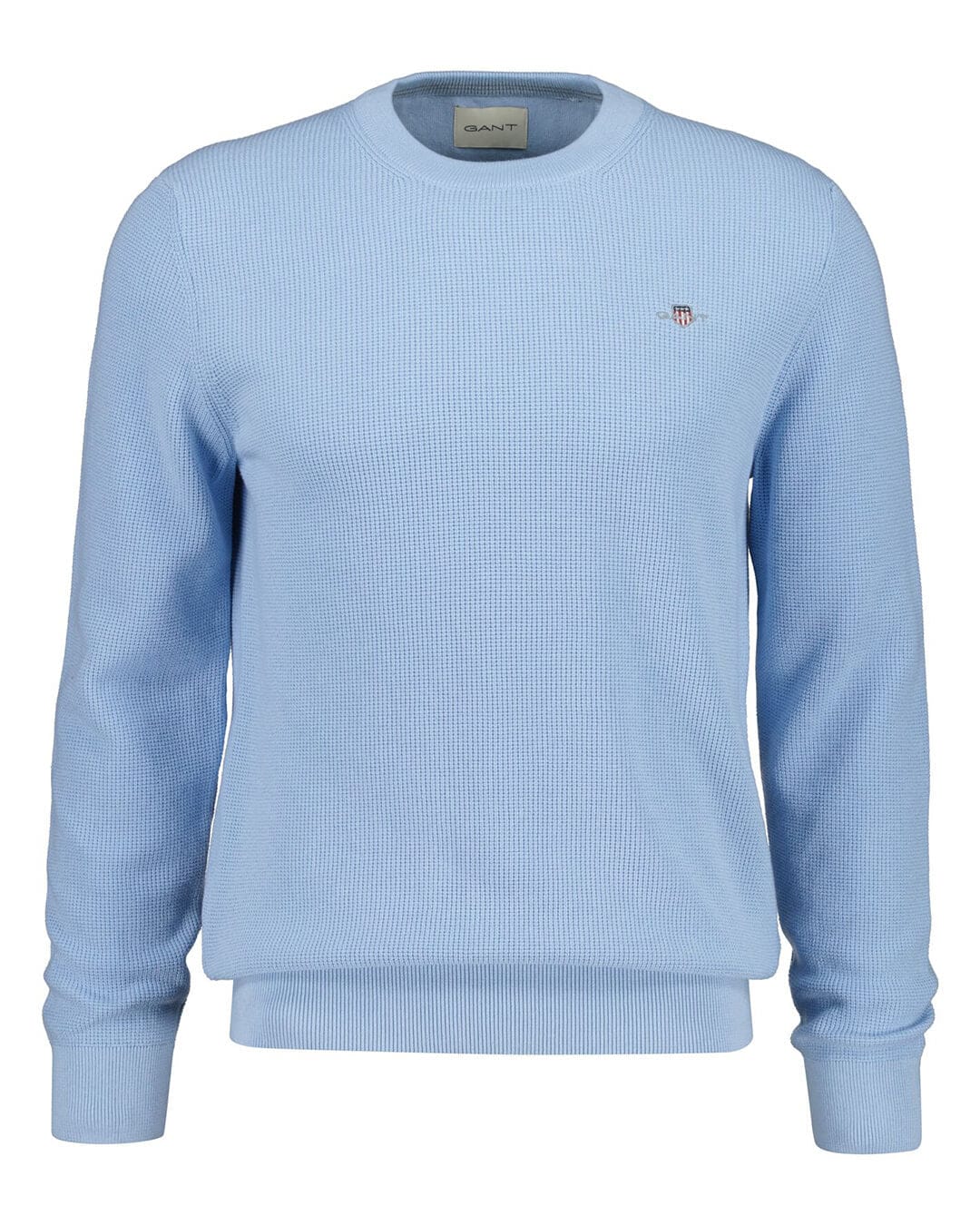 Gant Jumpers Gant Micro Blue Textured Cotton Jumper