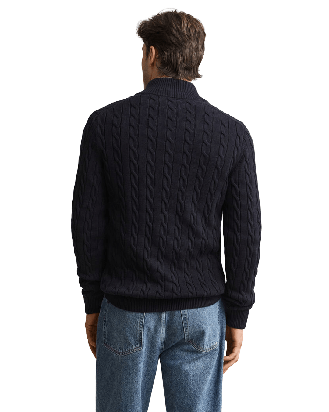 Gant Jumpers Gant Navy Gant Cable Knit Halfzip Sweater G433 Evening Blue