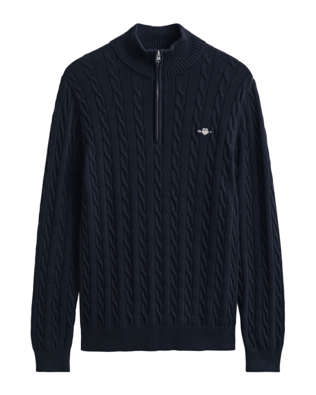 Gant Jumpers Gant Navy Gant Cable Knit Halfzip Sweater G433 Evening Blue